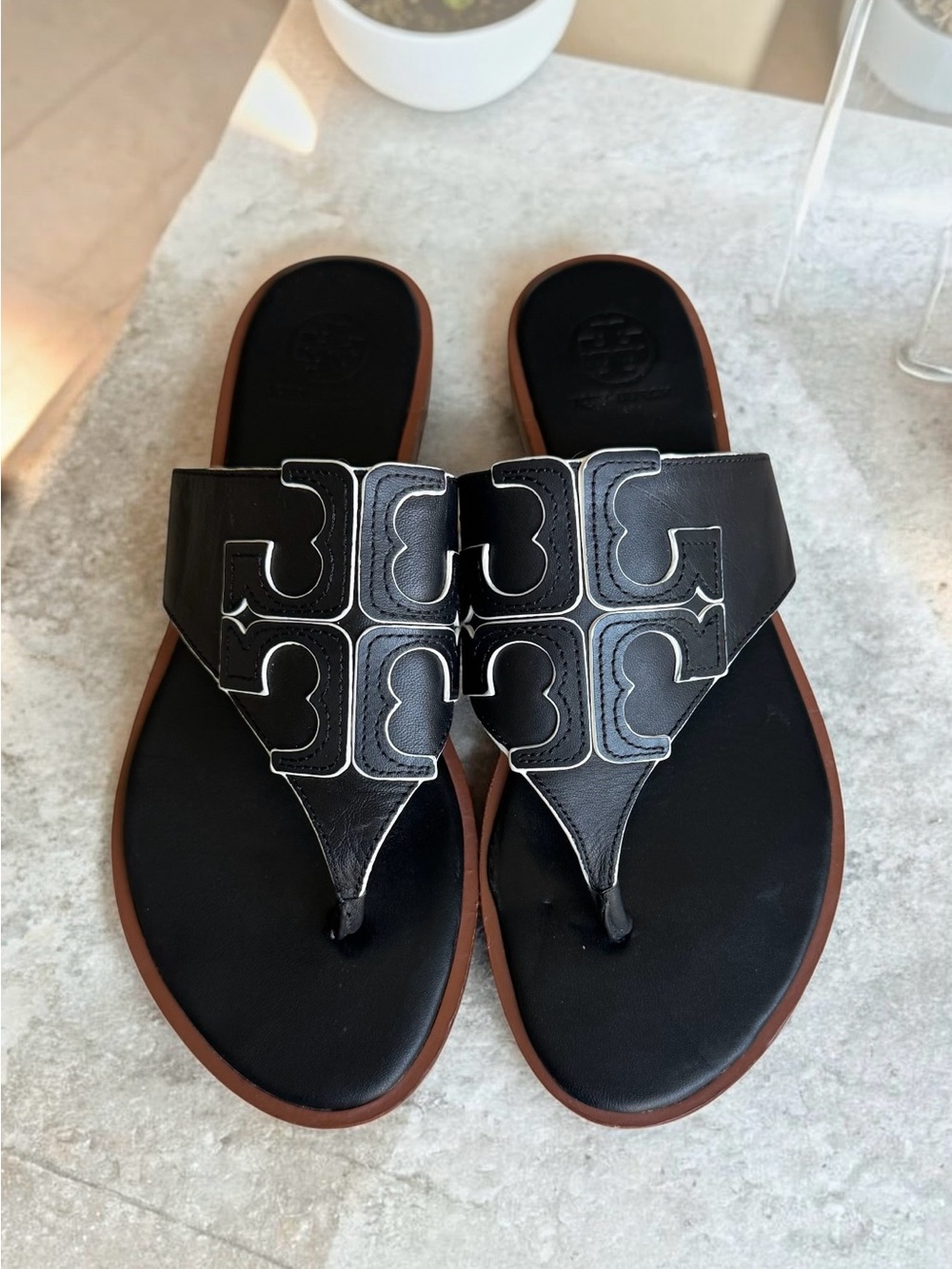 Tory Burch Jamie Full Logo Leather Sandal